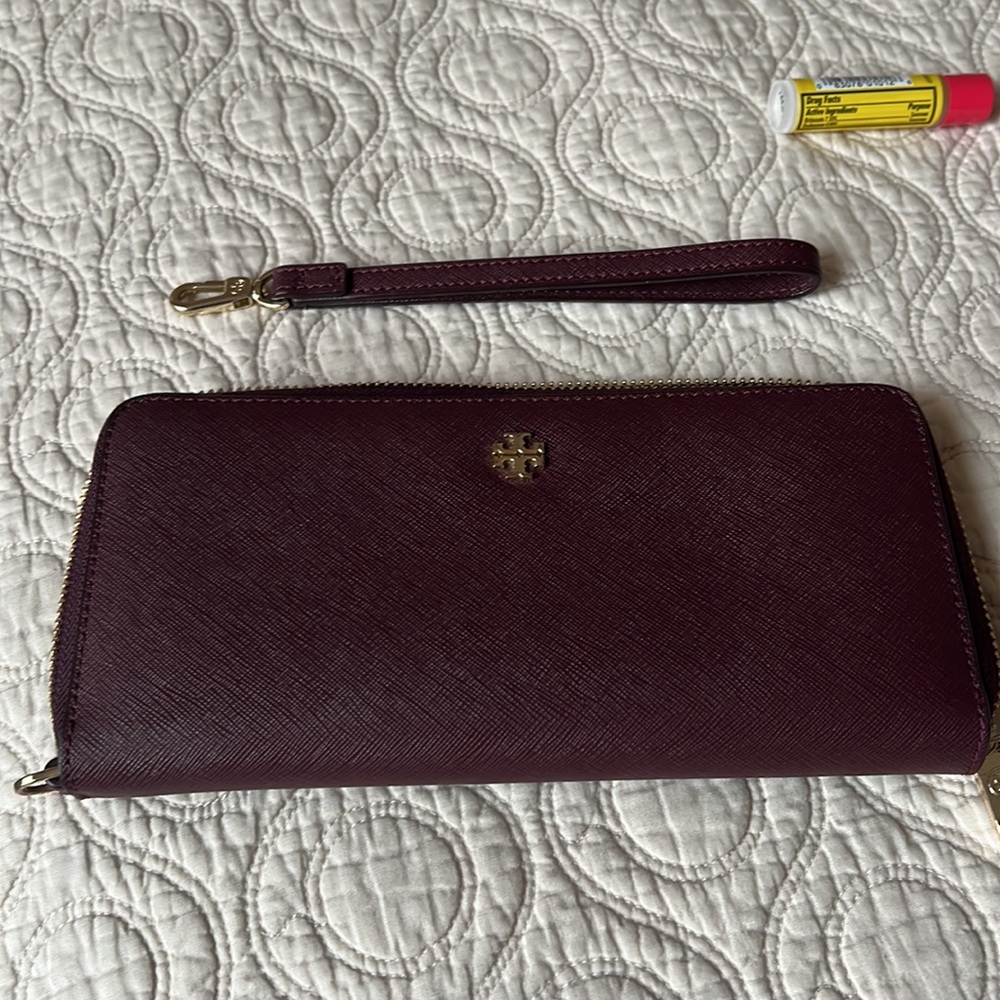 Tory Burch Passport Continental Wallet - Plum Color